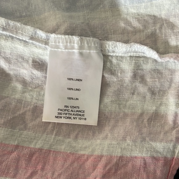 NWOT Ellen Tracy Striped Linen Tee with Gold Buttons size large - Picture 5 of 6